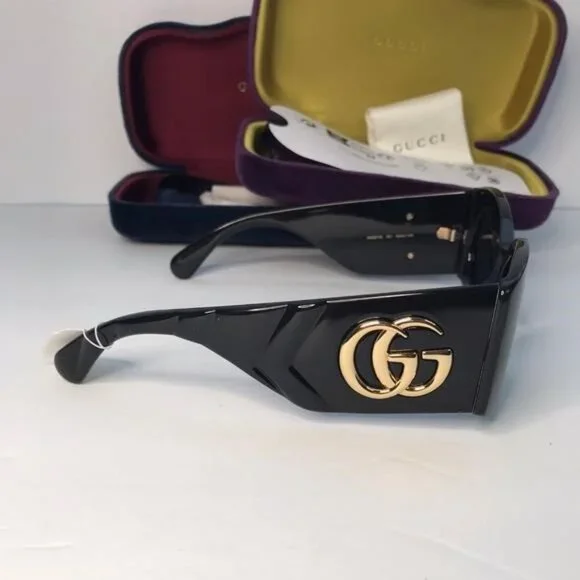 New- 💯 Original  Gucci GG0810S 001 Oval Quilted Thick Rim sunglasse - Picture 5 of 17